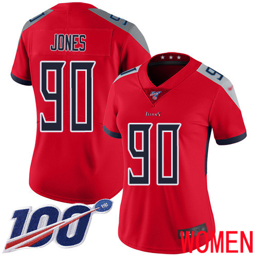 Tennessee Titans Limited Red Women DaQuan Jones Jersey NFL Football #90 100th Season Inverted Legend->women nfl jersey->Women Jersey